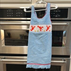 Blue and White Gingham Dress with Lobster Embroidery
